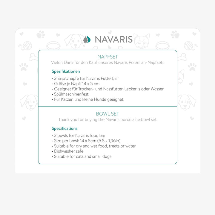 Navaris Futternapf Katze Futterstation Set - Keramiknapf für Katzen Hunde - Keramik Fressnapf Set Fu