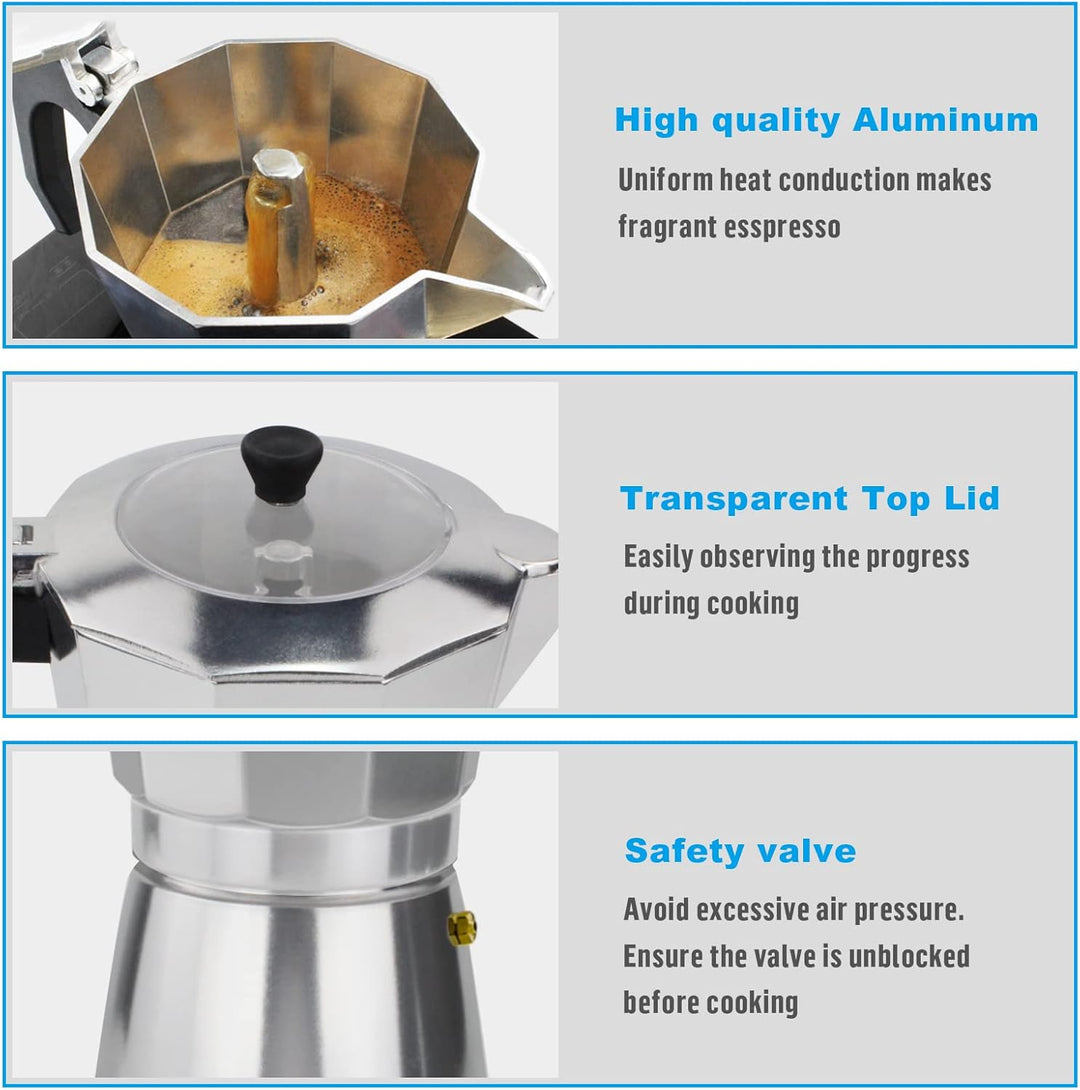 ACTIV CUISINE Espressokocher 9 Tassen aus Aluminium, Espressokanne Espresso Mokka Maker Mokkakanne i