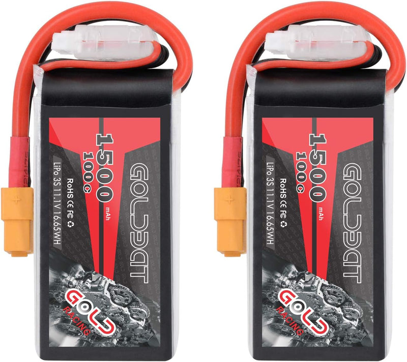 GOLDBAT 3S 11,1V 1500mAh 100C LiPo Wiederaufladbare Batterie mit XT60 Stecker für RC Auto, Skylark m