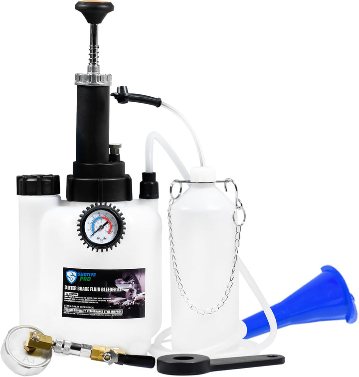 SMOTIVEPRO 3L Bremsenentlüftungsgerät mit EIN-Mann-Betrieb, 1L Bremsflüssigkeitsbehälter und Alumini