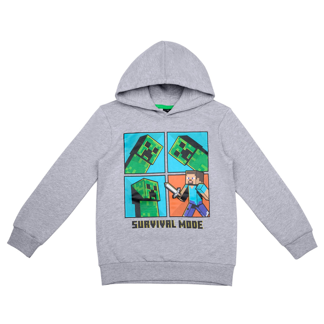 Minecraft Jungen Creeper Hoody Kapazenpullover 128 Grau 3, 128 Grau 3