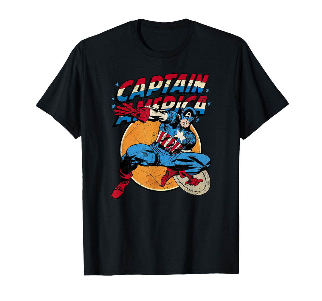 Kids Marvel Captain America Avengers Shield Graphic T-Shirt 8 Black