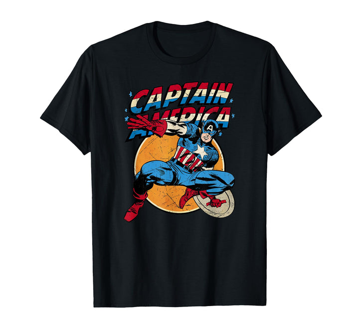 Kids Marvel Captain America Avengers Shield Graphic T-Shirt 8 Black