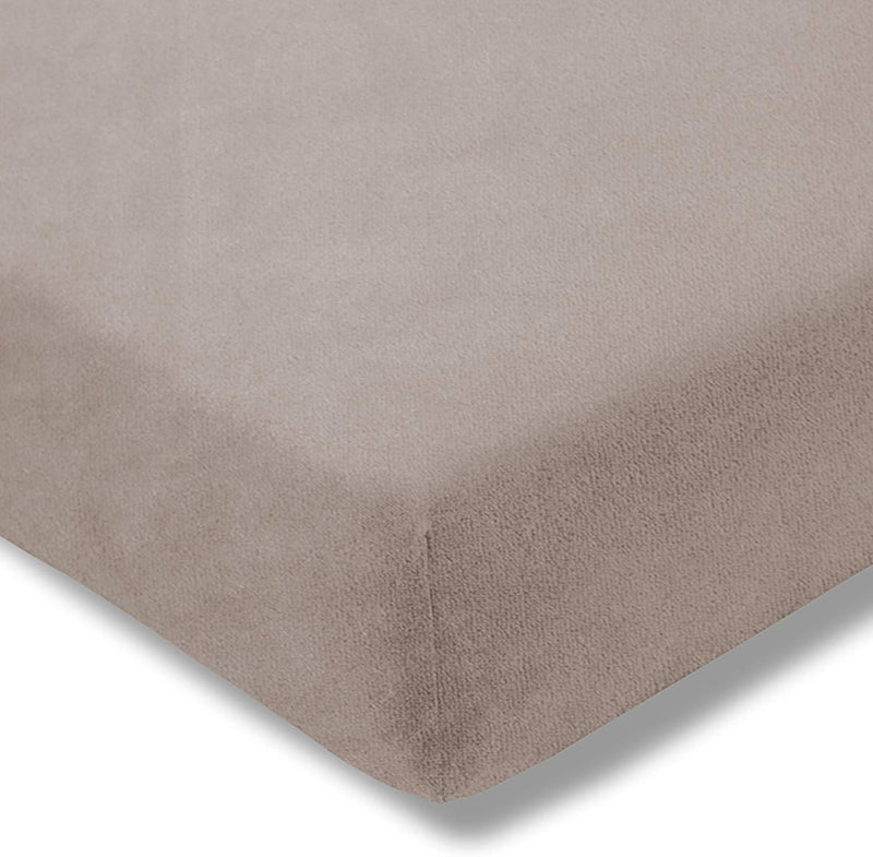 ESTELLA Spannbetttuch Samt Velours | Kiesel | Frottee | 200x200 cm | passend für Matratzen 180-200 c
