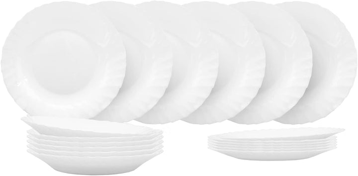 LGVSHOPPING Tafelservice Bormioli Prima Weiss 18 Stück für 6 Personen Arcopal