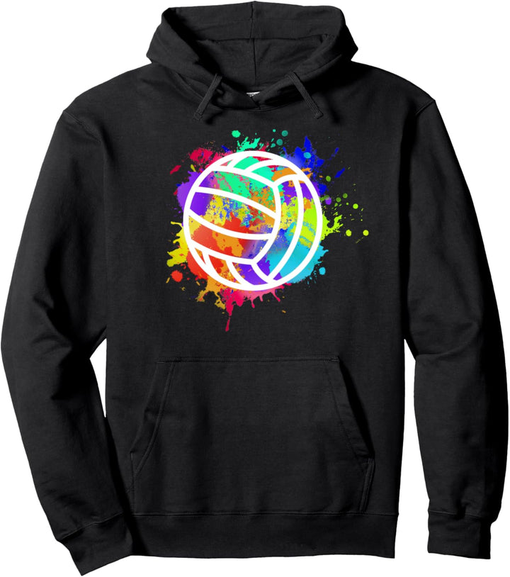 Bunter Volleyball Splash Farben Volleyballer Pullover Hoodie