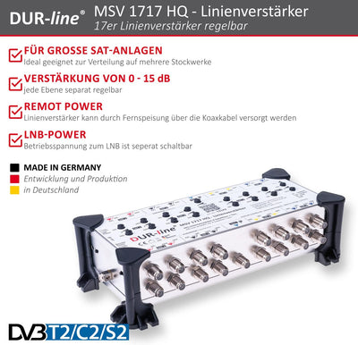 DUR-line MSV 1717 HQ Linienverstärker - Zur Verstärkung von Kaskaden-Systemen von 4 Satelliten - Mad