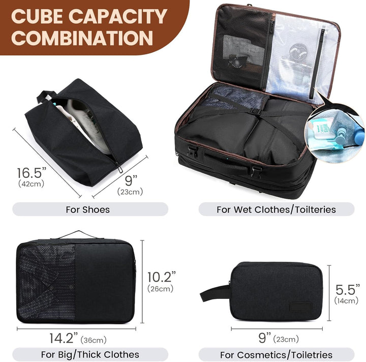 LOVEVOOK 30-40L Handgepäck Rucksack, Supergrosser erweiterbar Reiserucksack Flugzeug, Laptop Rucksac