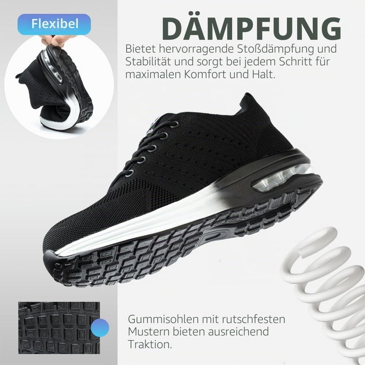 Nasogetch Sicherheitsschuhe Damen Herren Stahlkappenschuhe Arbeitsschuhe Sportlich Atmungsaktiv 38 E