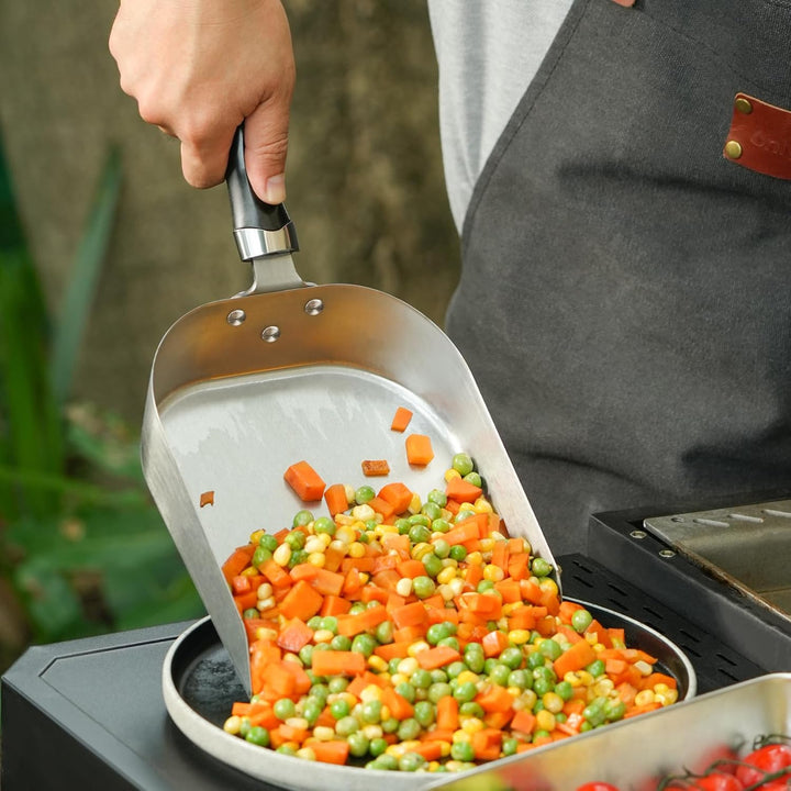 onlyfire Grillschaufel Edelstahl, Plancha Grillschaufel mit Griff, Multifunktional Grillwender, BBQ