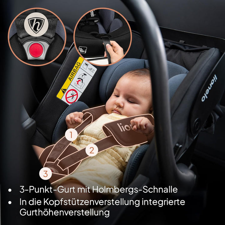 Lionelo ASTRID i-Size Baby Autositz 40-87 cm, Babyschale Gruppe 0+, Rückwärtsgerichtete Montage, 3-P