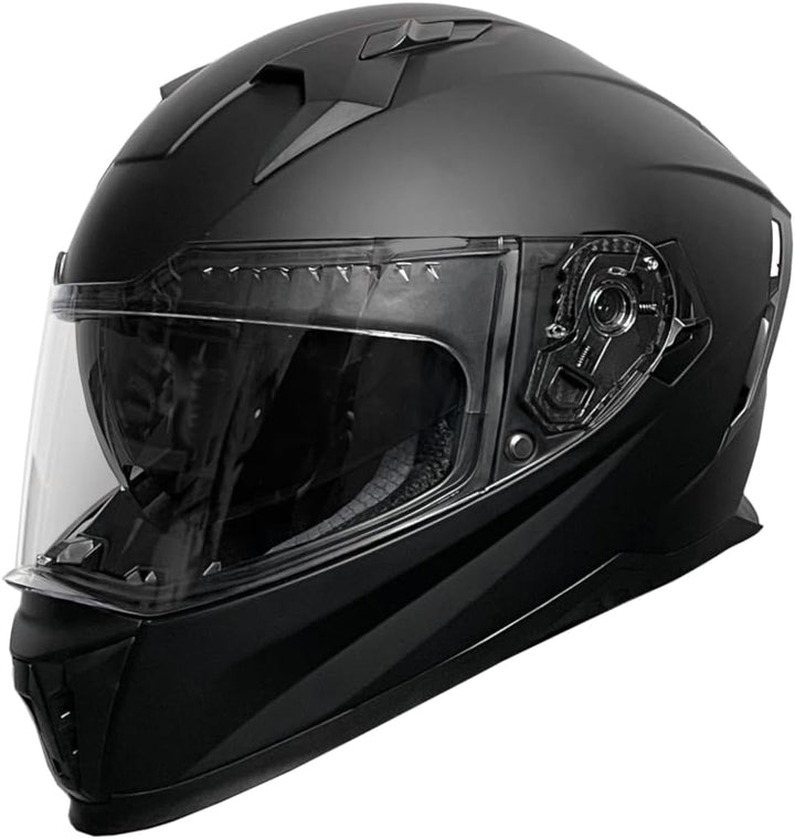 Integralhelm Helm Motorradhelm Rollerhelm RALLOX 09B Grösse XL matt schwarz mit Sonnenvisier, XL
