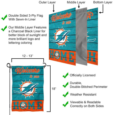 WinCraft Miami Dolphins Welcome Home Dekorative Gartenflagge doppelseitiges Banner