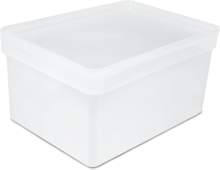 6x Ordnungsbox mit Deckel - stapelbar - milchig-transparent - DINA4-Format 36,5x26x18 cm - 11 Liter