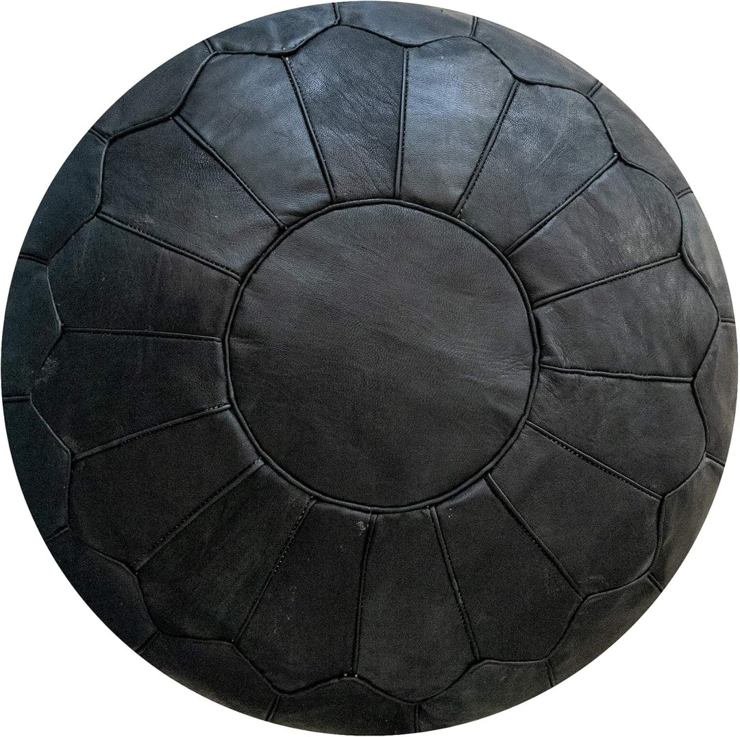 Poufs&Pillows Premium XL Echtleder Pouf - Handgefertigt - gefüllt geliefert - Ottoman Sitzsack Fussh