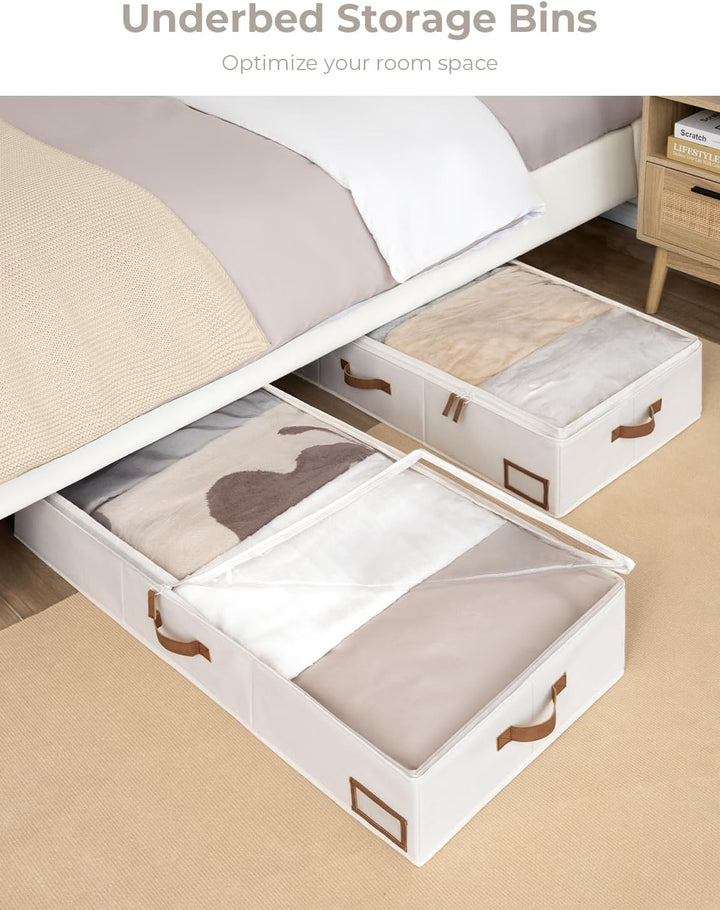 StorageWorks Unterbett Aufbewahrungsbox, extra Grosse Unterbettkommode mit Deckel, Stoff Unterbettbo