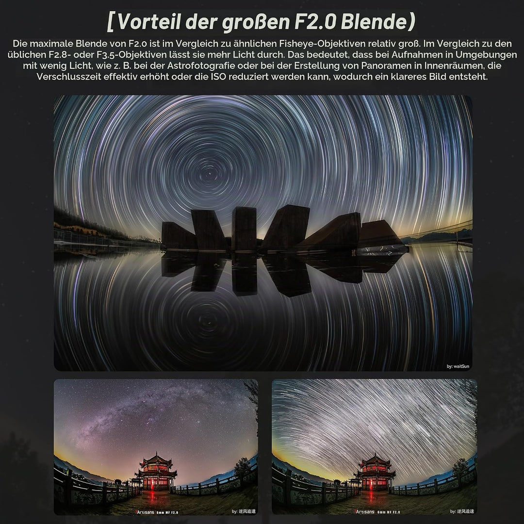 7artisans 6mm F2.0 für E-Mount APS-C-Fischaugen-Ultraweitwinkel-Kameraobjektiv,manueller Fokus,220°-