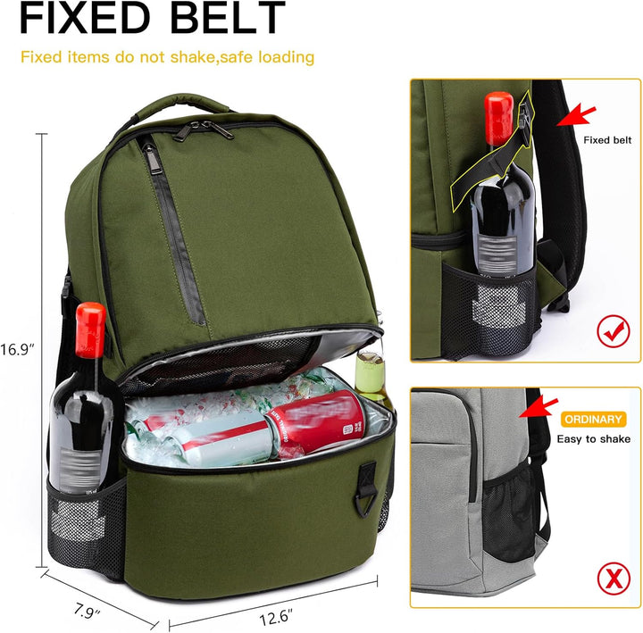 Kühlrucksack 28L Isolierter Kühltasche Picknickrucksack Doppelte Schicht Klein Thermo Rucksack für C
