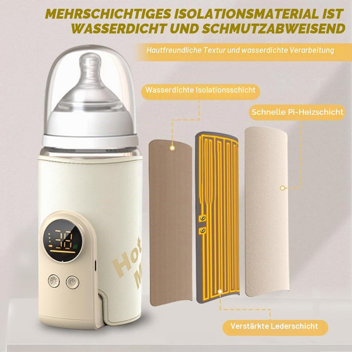 Tragbarer Flaschenwärmer Baby, Flaschenwärmer für Unterwegs, 6 Einstellbare Temperatur 38-50℃, USB-L