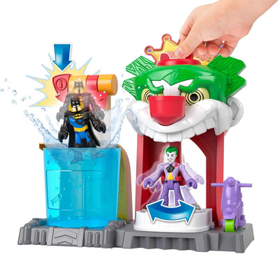 IMAGINEXT DC Super Friends Batman-Spielset - Joker-Haus mit Figuren, die in warmem und eiskaltem Was