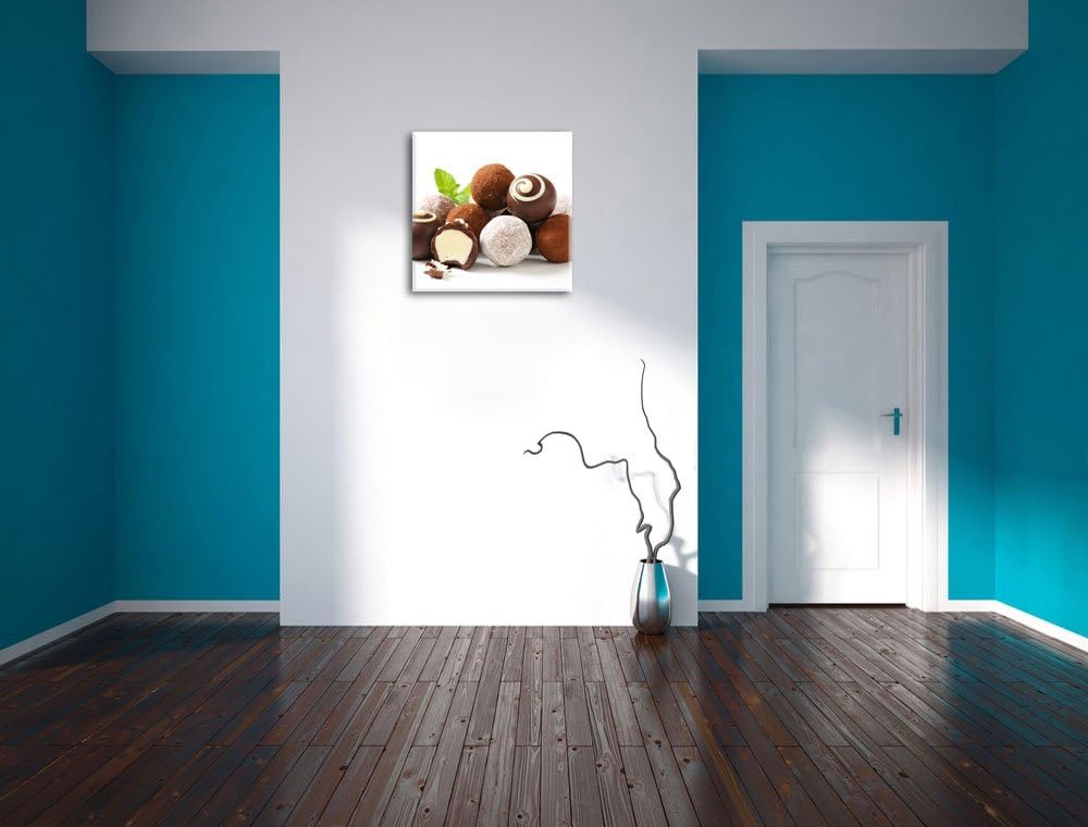 Edle Trüffelpralinen, Format: 70x70 auf Leinwand, XXL riesige Bilder fertig gerahmt mit Keilrahmen,
