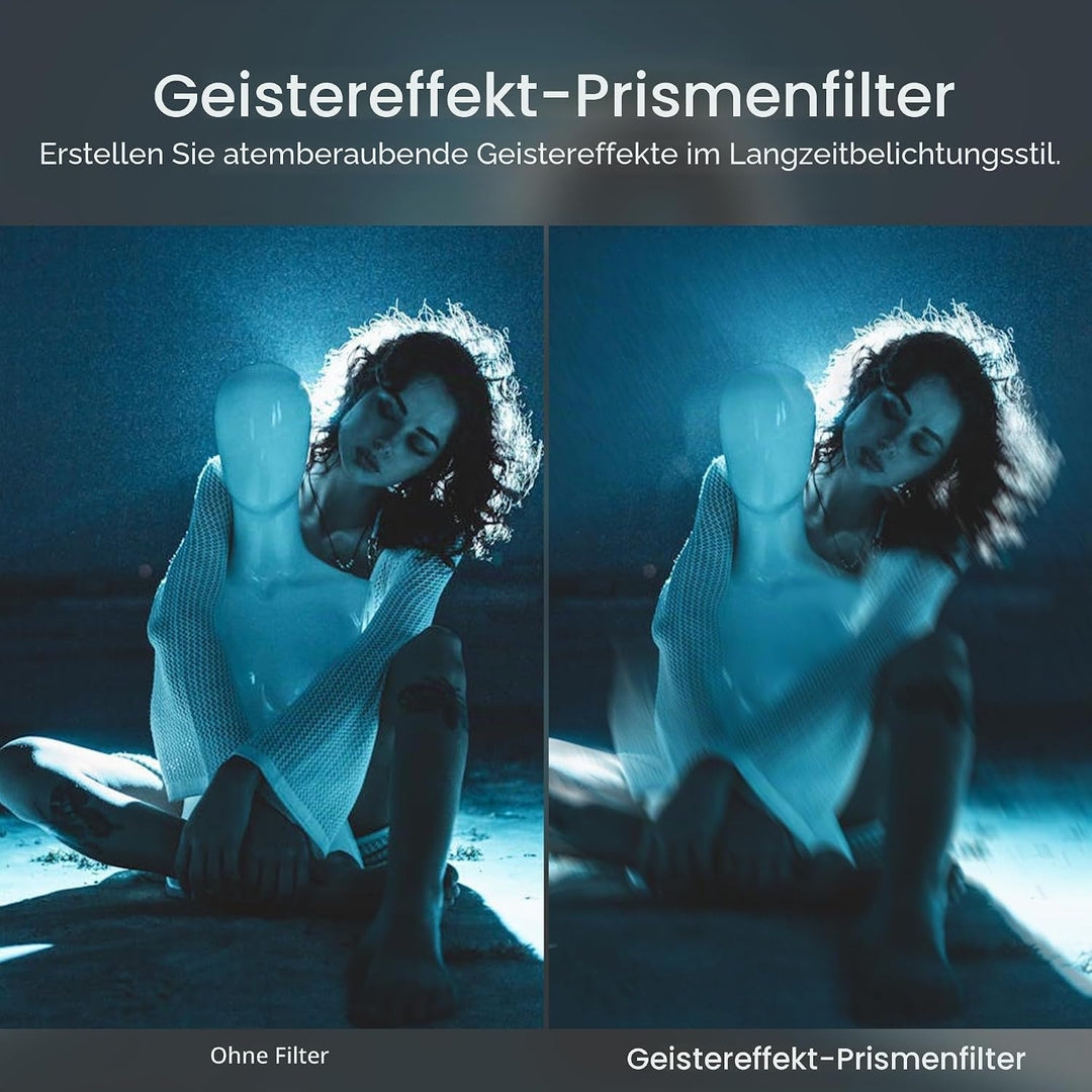 WalkingWay 49mm Doppelter Stretch-Effekt Prismafilter, K9 Optisches Glas Drehbarer Geisterfilter Mit