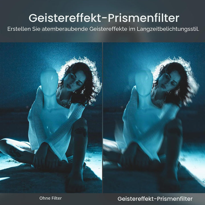 WalkingWay 49mm Doppelter Stretch-Effekt Prismafilter, K9 Optisches Glas Drehbarer Geisterfilter Mit