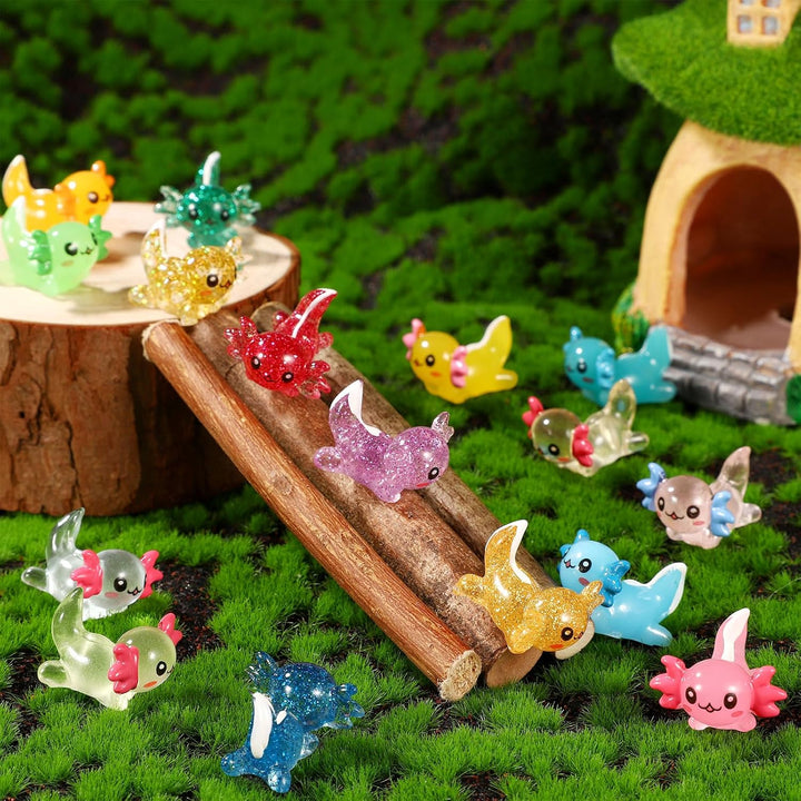 XIHIRCD 72stk Mini-Axolotl Kunstharz, 3 Stile Winzige Miniatur-Axolotl-Figuren Kleines Axolotl-Ornam