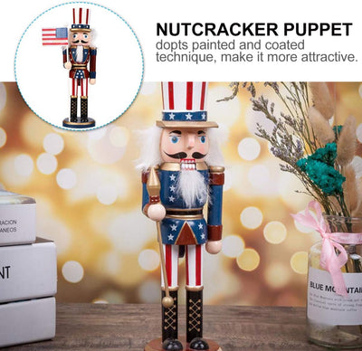 Veemoon 1 Stück Weihnachten Holz Nussknacker Soldat Holz Handbemalte Soldat Statue Klassische Tradit