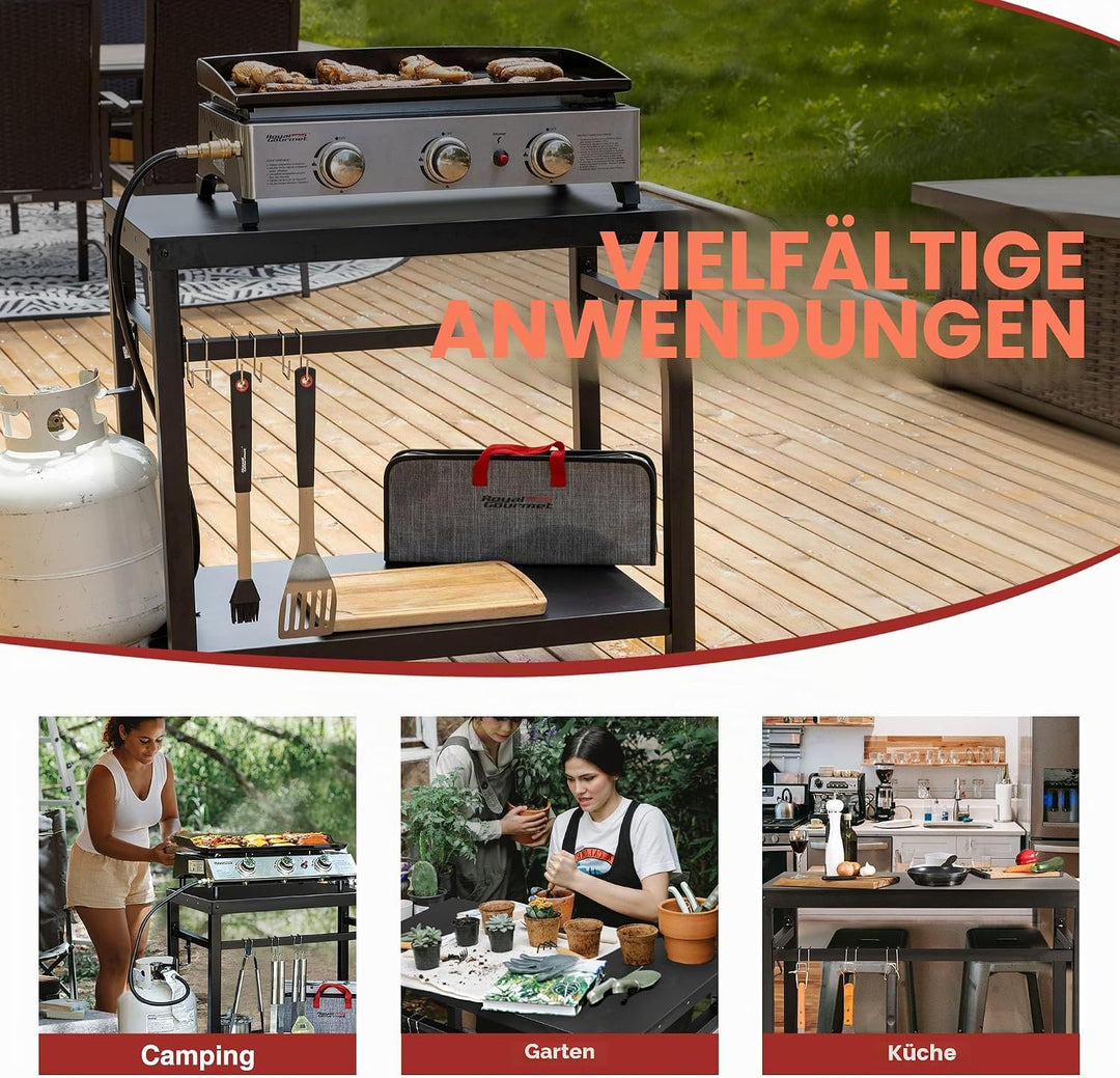 Royal Gourmet Grillwagen Grilltisch Outdoor Beistelltisch Garten Trolley Outdoorküche Multifunktione
