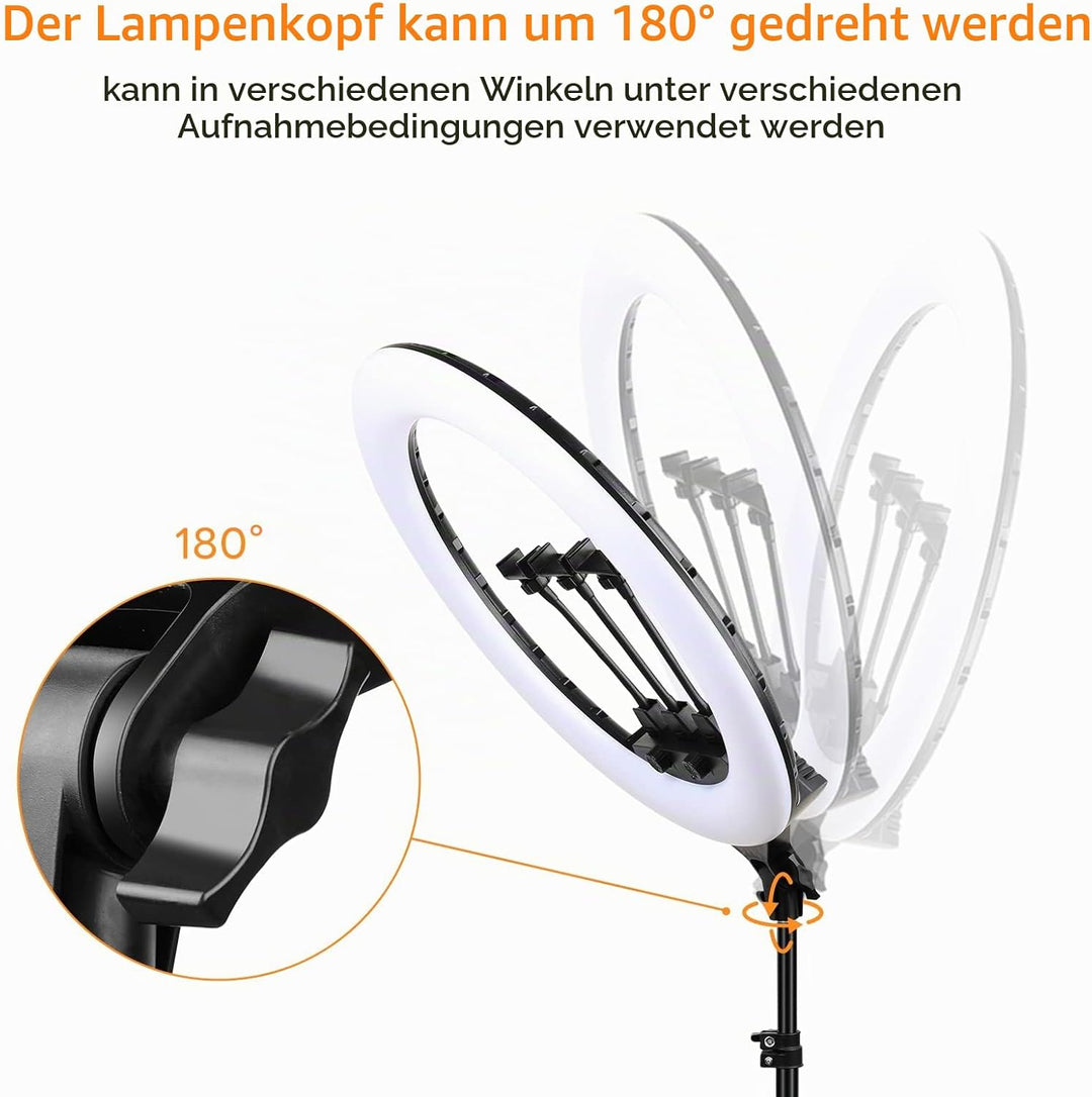 22 Zoll LED Ring Licht 3200-6500K Beleuchtung Kit 600pcs LED Perlen mit Lichtständer &amp; 3 Telefon Hal