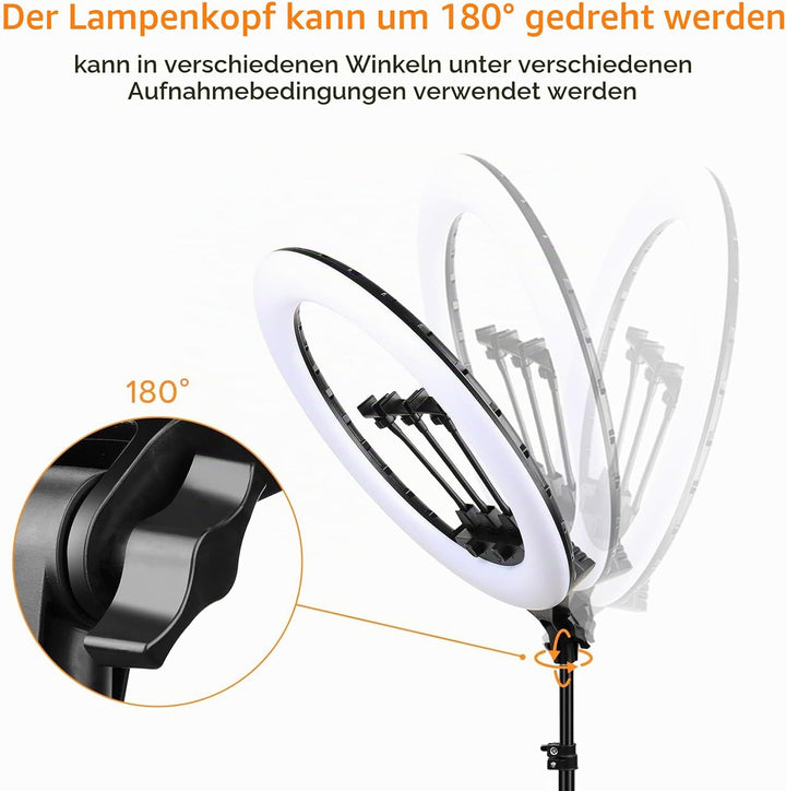 22 Zoll LED Ring Licht 3200-6500K Beleuchtung Kit 600pcs LED Perlen mit Lichtständer &amp; 3 Telefon Hal