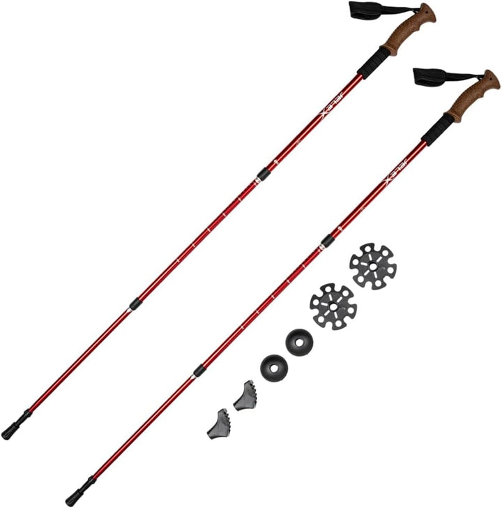 JELEX Nature Teleskop Walking Stöcke für Nordic Walking verstellbar, inkl. diverser Aufsätze für Out