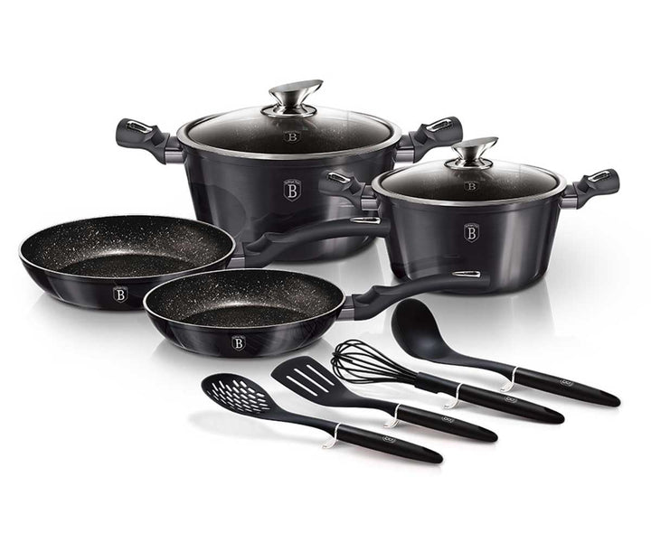 Berlinger Haus Black Carbon Pro Kochgeschirr-Set, Aluminium, antihaftbeschichtet, 10-teilig