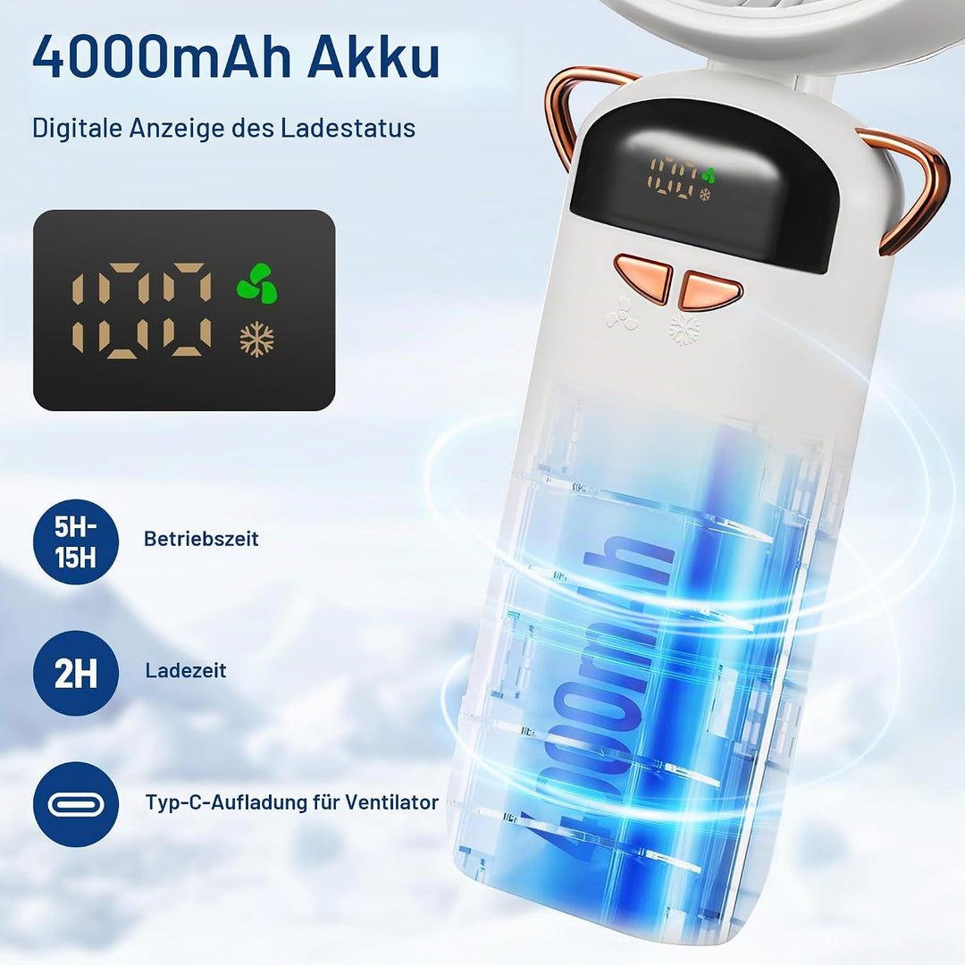 Kssvzz Handventilator Akku Aufladbar mit Wasserkühlung USB 5 Stufen Weiss | Tragbarer Mini-Ventilato