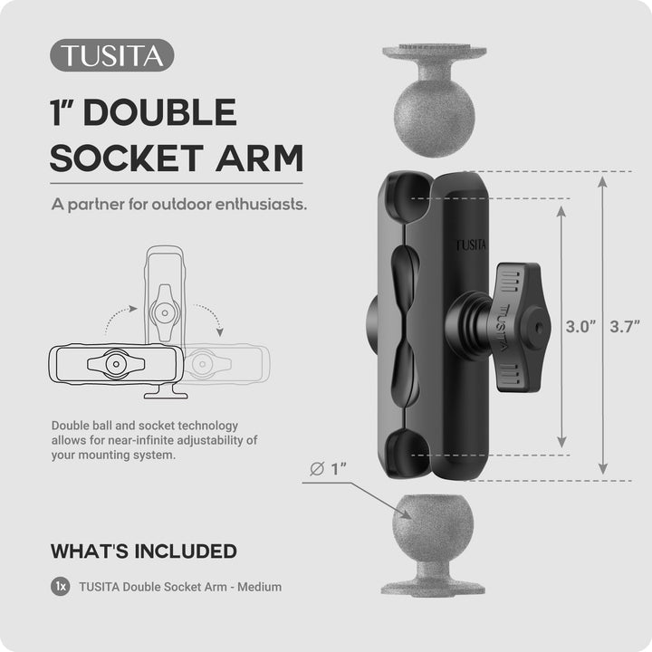 TUSITA Doppel-Arm für Steckerhalterung 1" - B-Grösse Mittel Medium Arm, Medium Arm