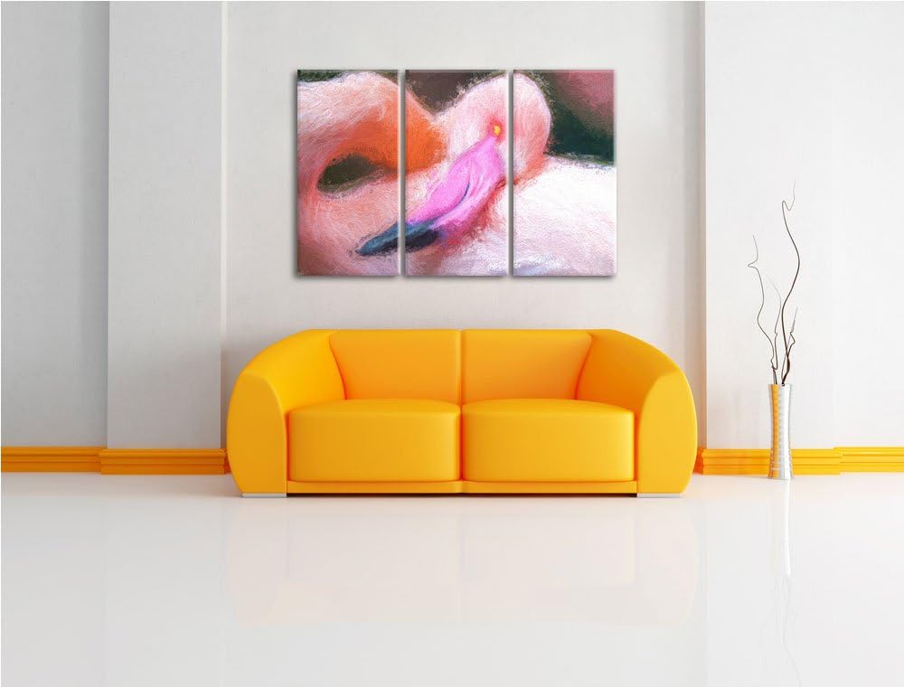 schöner Flamingo Spezial 3-Teiler Leinwandbild 120x80 Bild auf Leinwand, XXL riesige Bilder fertig g