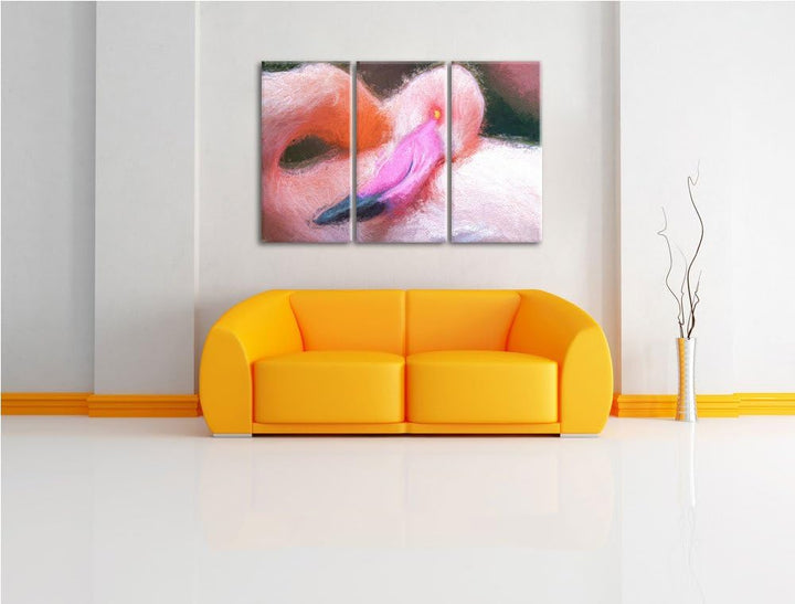schöner Flamingo Spezial 3-Teiler Leinwandbild 120x80 Bild auf Leinwand, XXL riesige Bilder fertig g