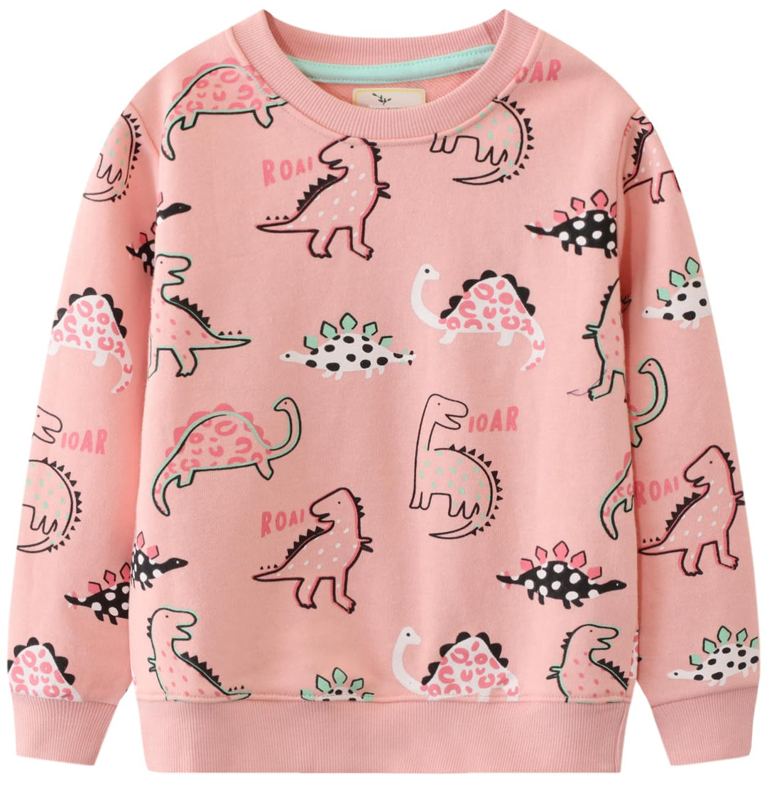 Mädchen Sweatshirt für Kinder Süss Cartoon Pullover Baumwolle Top Langarm T-Shirt Grösse 1-8 Jahre D