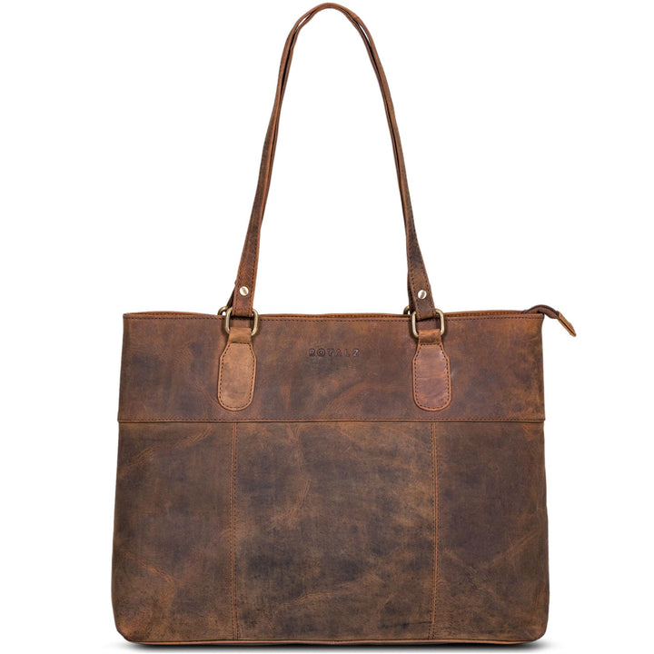ROYALZ 'Augustine' Vintage Echtleder Handtasche Damen mittelgross Leder Henkeltasche Schultertasche