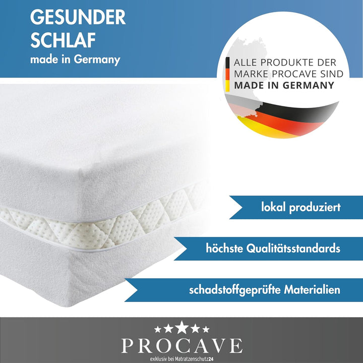 PROCAVE Matratzenbezug Frottee unversteppt 60 x 190 cm | Matratzen-Höhe 23-28cm | Matratzenschoner 6