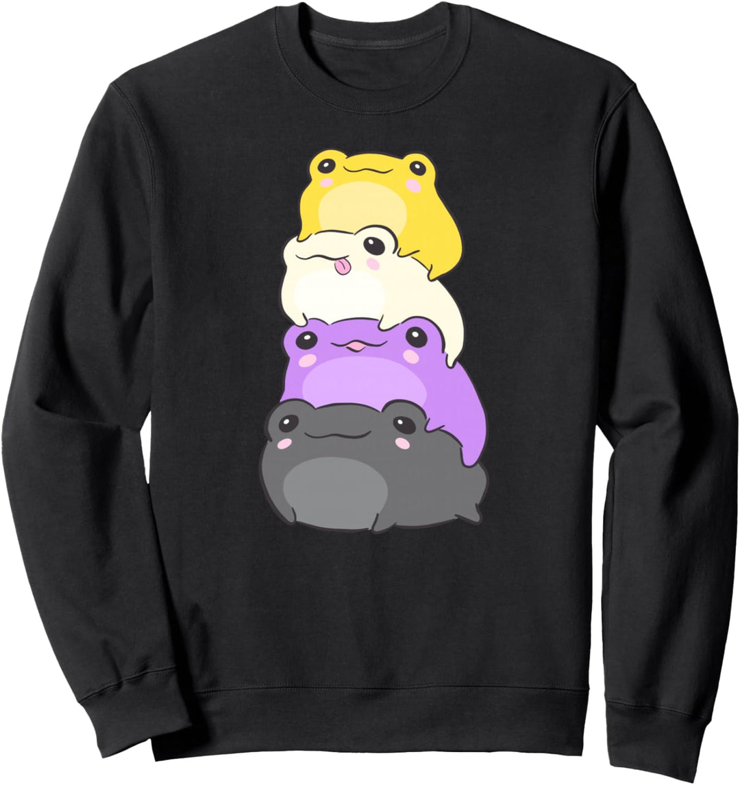 Nonbinary Flag Color Frogs Subtle Enby Pride Cute Aesthetic Sweatshirt