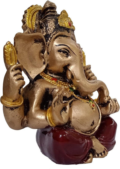 Purpledip 12487 Statue aus Harz, Ganapathi oder Vinayaka, Goldfarben / Braun