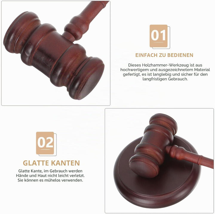 Richterhammer und Resonanzblock aus Holz: Richterhammer Holz Richter Hammer Set für Richter Anwälte