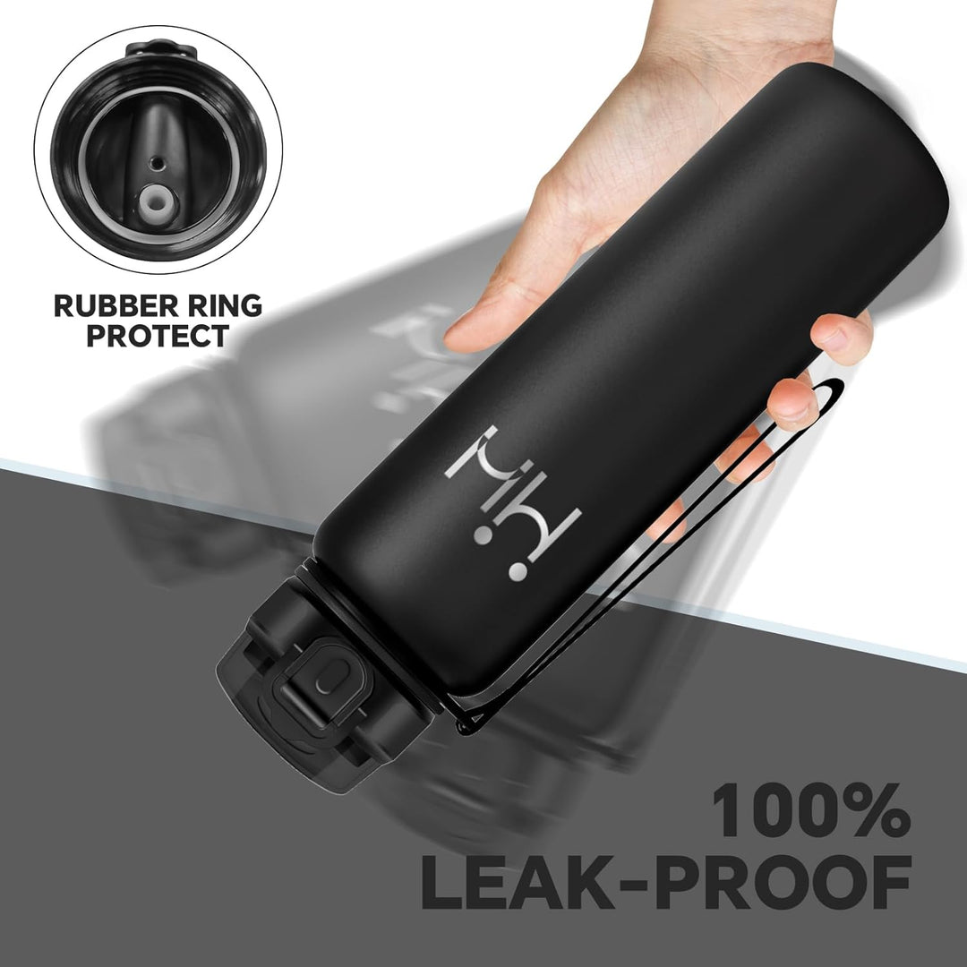 Trinkflasche Edelstahl - Sportflasche 1 liter - Trinkflasche mit Strohhalm - 100% Auslaufsichere - T