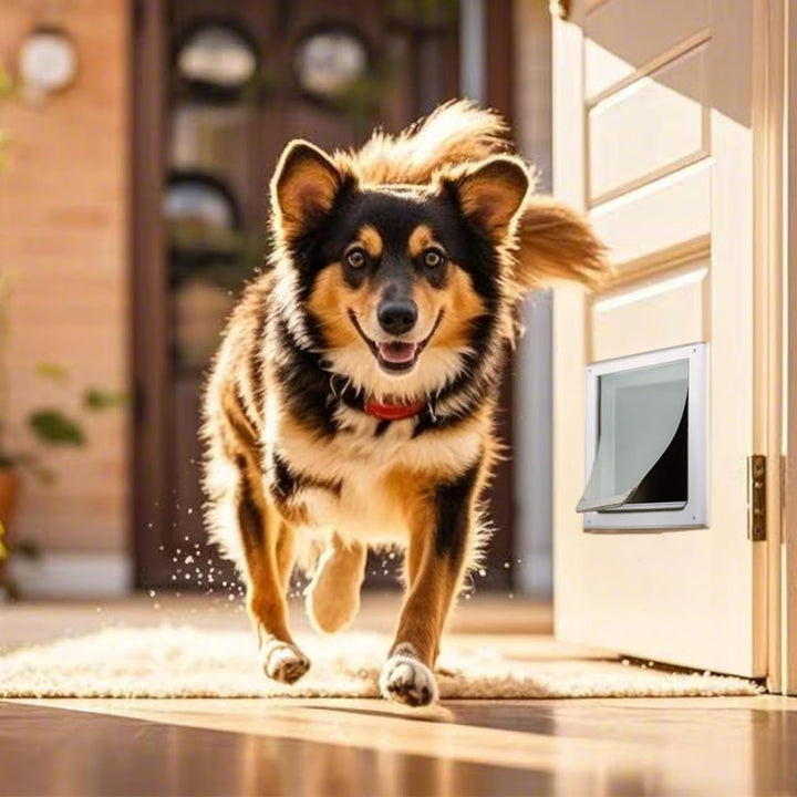 PAWISE 2-Wege-Hundeklappe, Verriegelbare Hunde und Katzenklappe mit sicherer Metallabdeckung & Flexi