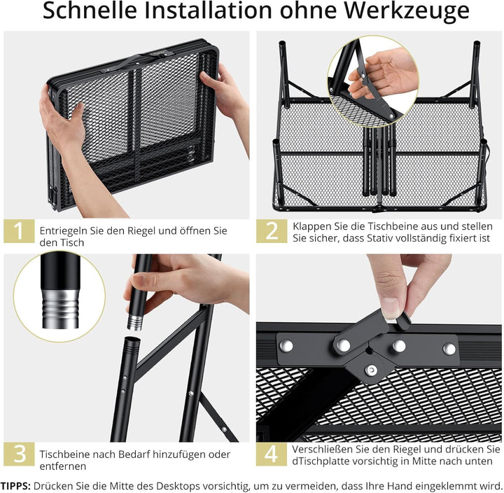 Anbte Campingtisch Grilltisch Metallgitter Tischplatte Höhe Verstellbar Aluminium Rahmen Klapptisch