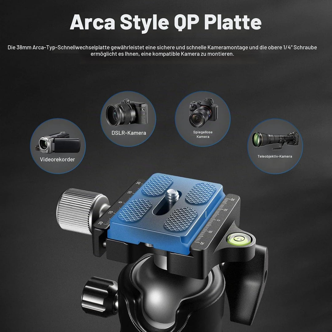 NEEWER Low Profile Kugelkopf für Kamerastativ,36mm Metall Panorama Stativkopf mit Niedrigem Schwerpu