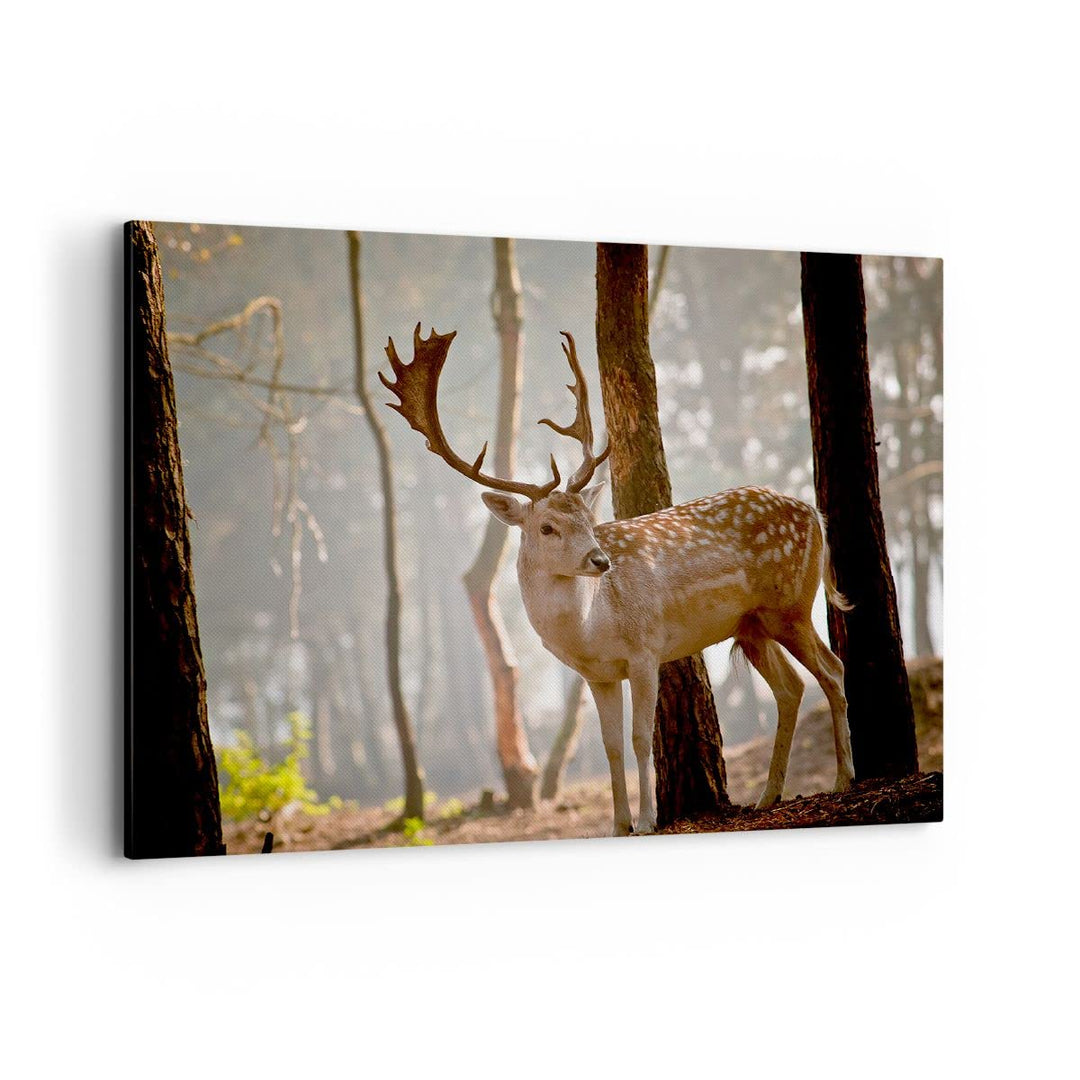 ARTTOR Bilder auf Leinwand 100x70cm Leinwandbild Kitz Hirsch Tier wild Gross Wanddeko Bild Schlafzim
