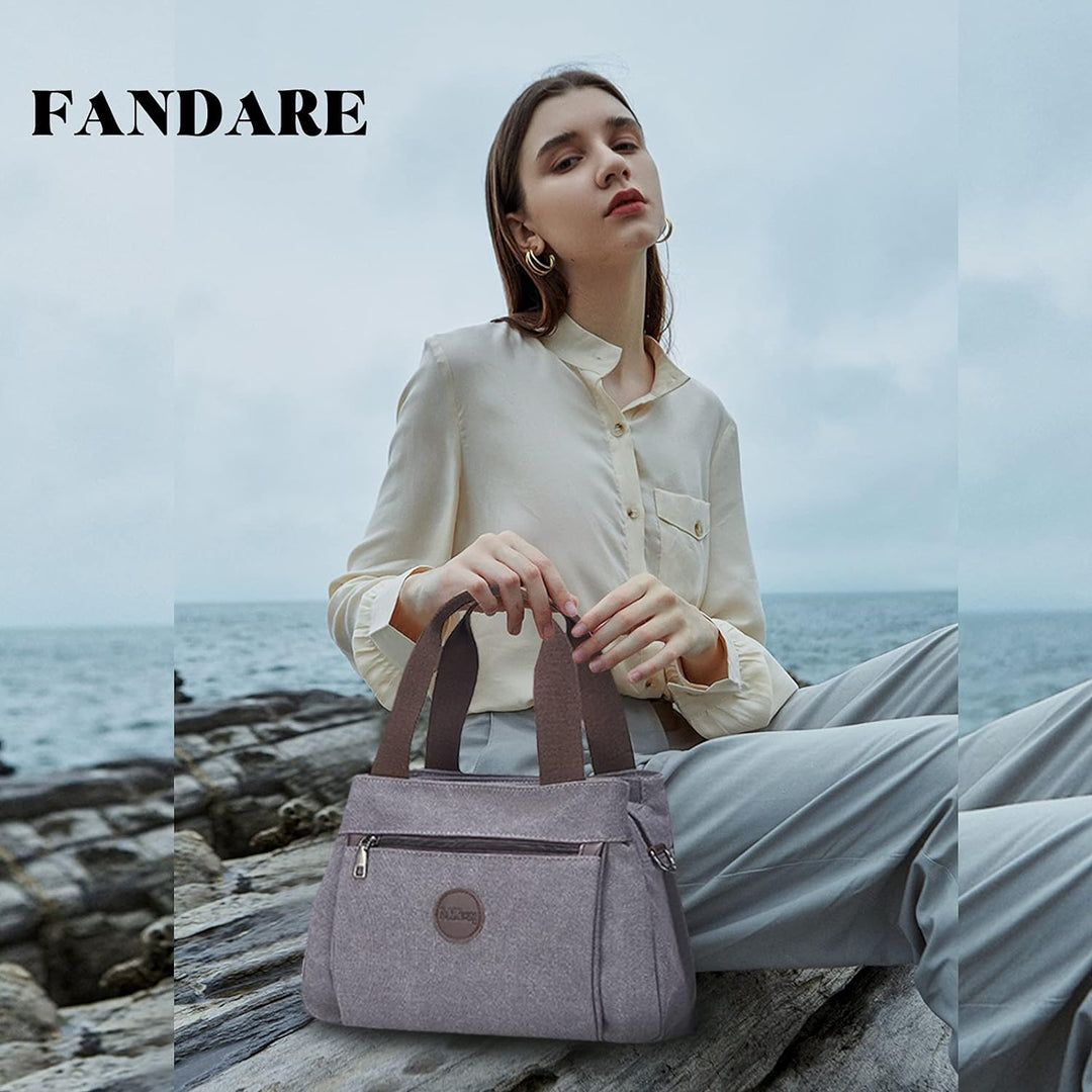 FANDARE Retro Handtaschen Leinwand Schultertasche Damen Umhängetasche Frauen Crossbody Messenger Bag